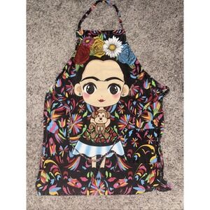 Frida Kahlo cartoon Mandil Apron multi purpose pocket Sunflower Monkey flowers